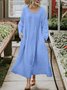 Women Plain Regular Sleeve Spring/Fall Dress Crew Neck Long Sleeve A-Line Dress
