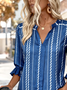 V Neck Half Sleeve Striped Regular Regular Fit Shirt For Women