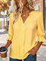 V Neck Half Sleeve Plain Regular Regular Fit Shirt For Women