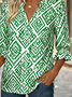 V Neck Half Sleeve Geometric Regular Regular Fit Shirt For Women
