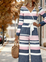 Women Striped V Neck Long Sleeve Elegant Spring/Fall Jumpsuit