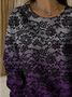 Casual Crew Neck Lace Sweatshirt Printing