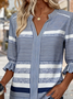 V Neck Half Sleeve Striped Regular Regular Fit Shirt For Women