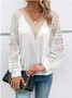 Elegant Plain V Neck Long Sleeve T-shirt
