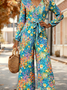 Women Floral V Neck Long Sleeve Elegant Spring/Fall Jumpsuit