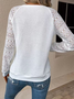 Casual Plain V Neck Long Sleeve T-shirt