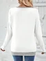 Elegant Multicolor Block V Neck Long Sleeve T-shirt