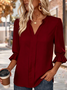 V Neck Half Sleeve Plain Regular Regular Fit Shirt For Women