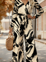 Women Geometric V Neck Long Sleeve Elegant Spring/Fall Jumpsuit