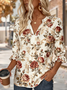 V Neck Half Sleeve Floral Regular Regular Fit Shirt For Women