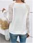 Elegant Plain V Neck Long Sleeve T-shirt