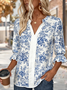 V Neck Half Sleeve Geometric Regular Regular Fit Shirt For Women