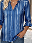 V Neck Half Sleeve Striped Regular Regular Fit Shirt For Women