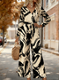 Women Geometric V Neck Long Sleeve Elegant Spring/Fall Jumpsuit