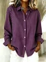 Shirt Collar Long Sleeve Striped Regular Loose Shirt For Women