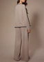 3pcs Women Casual Solid Color Fitted Long Sleeve Robe, Camisole Top And Pants Loungewear Set