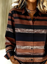 Shirt Collar Long Sleeve Plain Regular Loose Shirt For Women