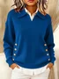 Women Cotton Plain Long Sleeve Comfy Street Split Joint Sweater