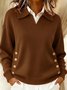 Women Cotton Plain Long Sleeve Comfy Street Split Joint Sweater