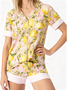 Lapel Collar Casual Lemon Loose Fit Pajama Set