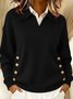 Women Cotton Plain Long Sleeve Comfy Street Split Joint Sweater