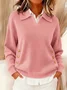 Women Cotton Plain Long Sleeve Comfy Street Split Joint Sweater