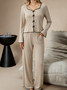2pcs Leisure Jersey Casual Pajama Set