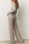 Ribbed Casual Boat Neck Pajamas Set