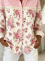 Shirt Collar Regular Sleeve Long Sleeve Floral Buckle Regular Loose Button Up Shirt Shirt For Women