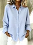 Shirt Collar Long Sleeve Striped Regular Loose Shirt For Women
