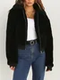 Women Spring/Fall Outerwear Casual Split Joint Plain Long Sleeve Shawl Collar Jacket