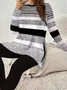 Women Striped Printing Two-Piece Set Daily Long Sleeve Casual Spring/Fall Top With Pants Matching Set