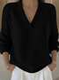 Women Cotton Plain Long Sleeve Comfy Street Split Joint Sweater
