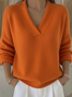 Women Cotton Plain Long Sleeve Comfy Street Split Joint Sweater