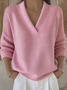 Women Cotton Plain Long Sleeve Comfy Street Split Joint Sweater