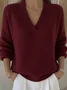 Women Cotton Plain Long Sleeve Comfy Street Split Joint Sweater
