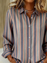Shirt Collar Regular Sleeve Long Sleeve Striped Buckle Regular Loose Button Up Shirt Shirt For Women