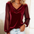 Casual Plain V Neck Long Sleeve T-shirt