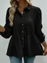 Shawl Collar Long Sleeve Plain Regular Regular Fit Blouse For Women
