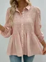 Shawl Collar Long Sleeve Plain Regular Regular Fit Blouse For Women