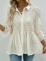 Shawl Collar Long Sleeve Plain Regular Regular Fit Blouse For Women