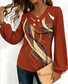 Casual Abstract Graphic V Neck Long Sleeve T-shirt
