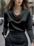 Cowl Neck Long Sleeve Plain Regular Regular Fit Shirt For Women