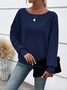 Casual Plain Crew Neck Long Sleeve T-shirt