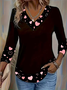 Casual Heart/Cordate V Neck Long Sleeve T-shirt