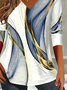 Casual Abstract V Neck Long Sleeve T-shirt