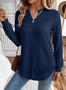Casual Jersey Loose Fit V Neck Plain Knit Top
