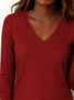 Casual Abstract V Neck Long Sleeve T-shirt