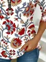 Casual Floral V Neck Long Sleeve T-shirt