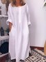 Women Plain Spring/Fall Dress Crew Neck Long Sleeve H-Line Dress